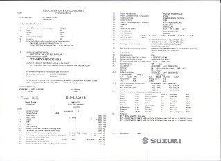 Certificat de conformité Suzuki France