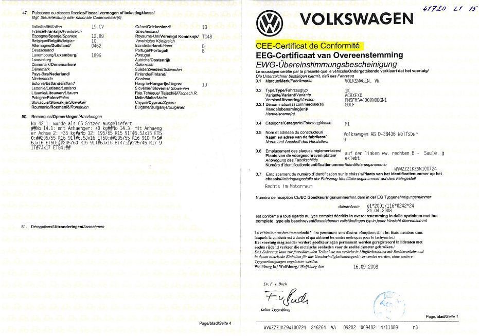 CoC  Volkswagen 